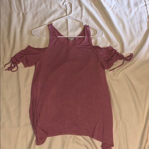 Pink cold shoulder t shirt